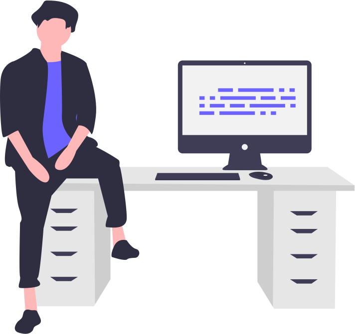 Illustration of a person working at a computer