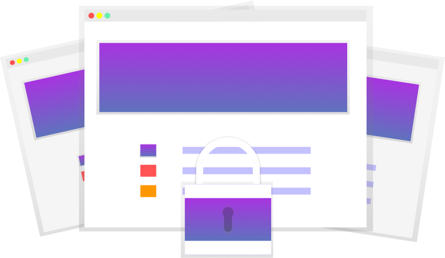 Illustration of website pages shown on several screens