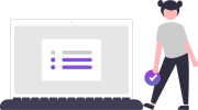 manage Illustration of a person presenting a checklist
